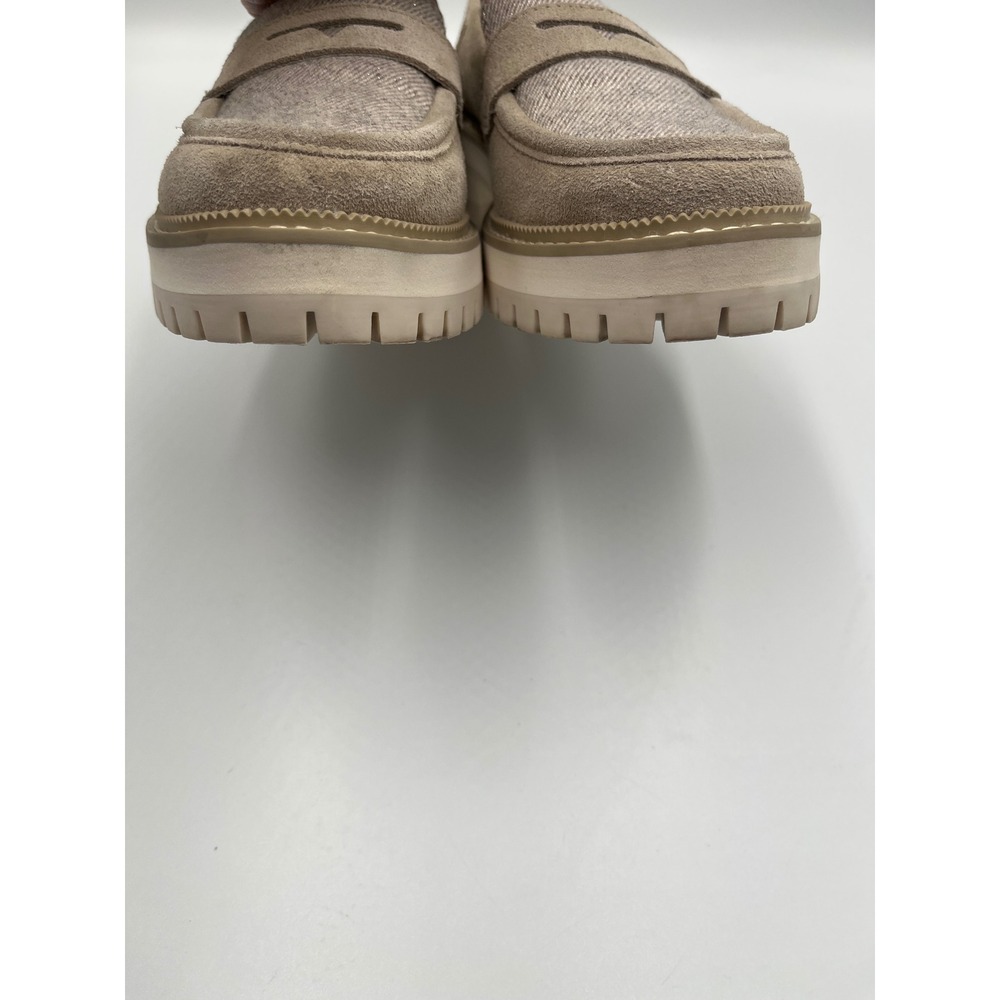 TOMS Suede Penny Loafers Women's 6.5 Taupe Lug Sole Platform Shoes - Picture 6 of 12